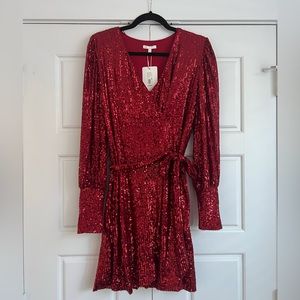 GB Red sequin wrap dress / holiday dress